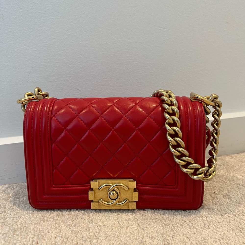 Chanel Small Boy Bag Red Lambskin
